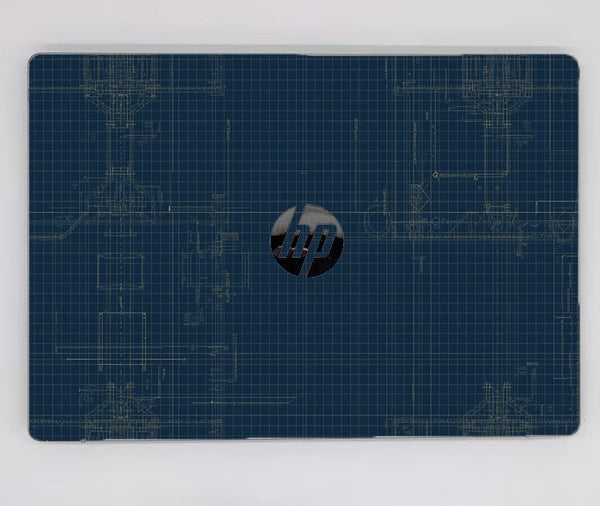 Tella Skins Blueprint HP laptop skin lid