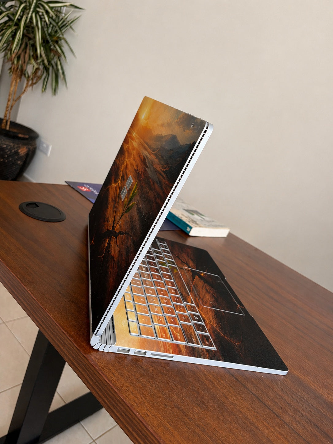 Becoming laptop skin — side view