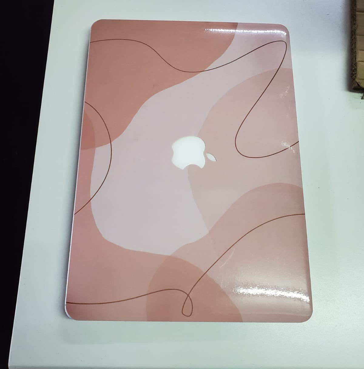 Blush Contour laptop skin, real customer photo