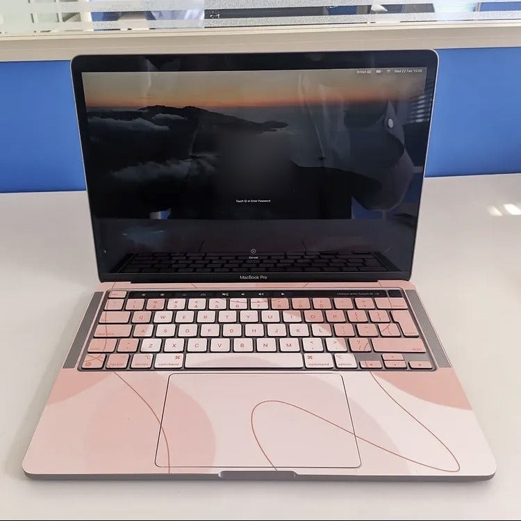 Blush Contour laptop skin, real customer photo