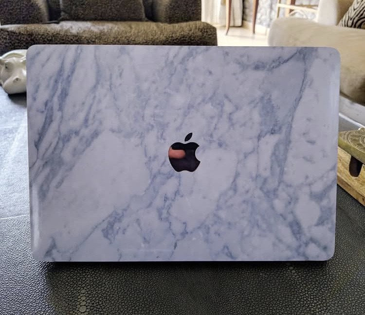 Carrara Grey laptop skin, real customer photo