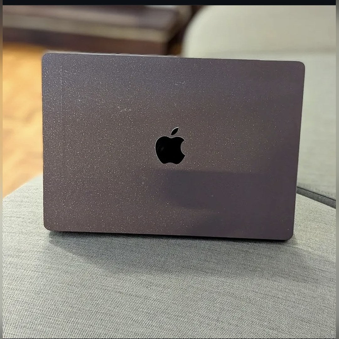 Graphite laptop skin on a MacBook lid