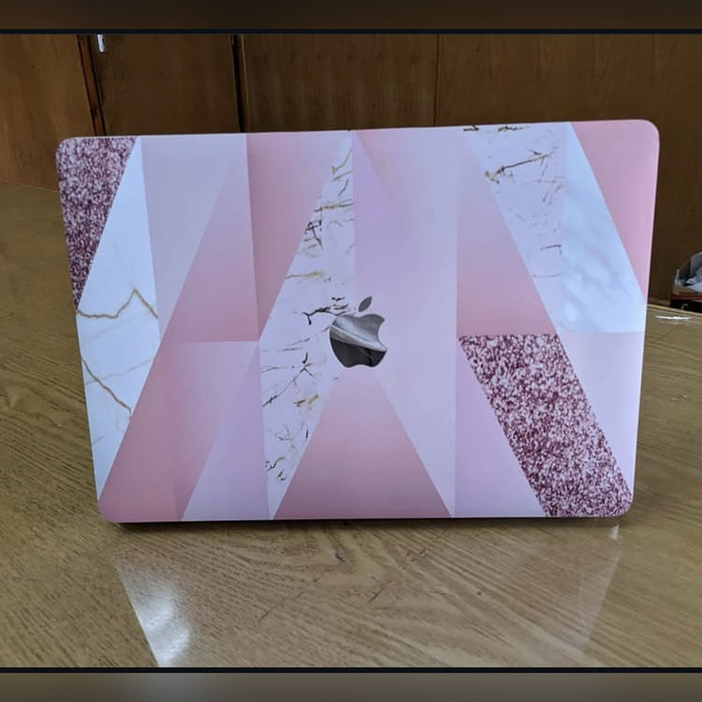 Pink Prism Glitter laptop skin on a MacBook lid