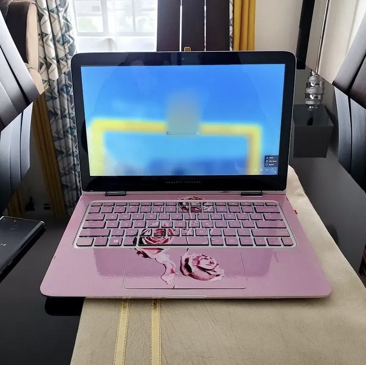 Blush Roses laptop skin on an HP keyboard