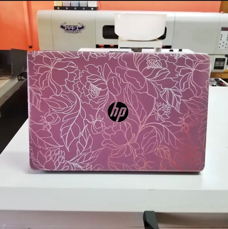 Rose Line Floral laptop skin on an HP lid