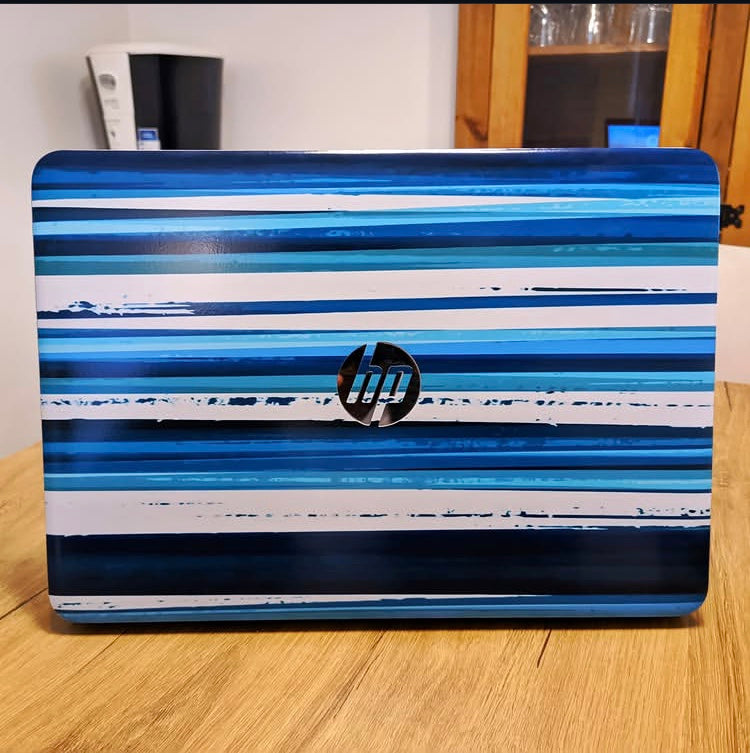 Ocean Stripes laptop skin on an HP lid