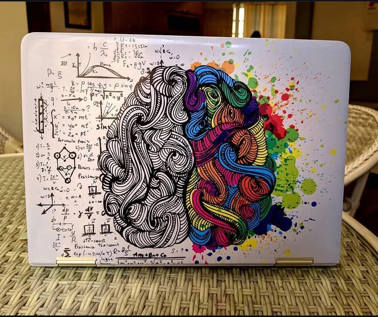 Colour Mind laptop skin on an HP lid